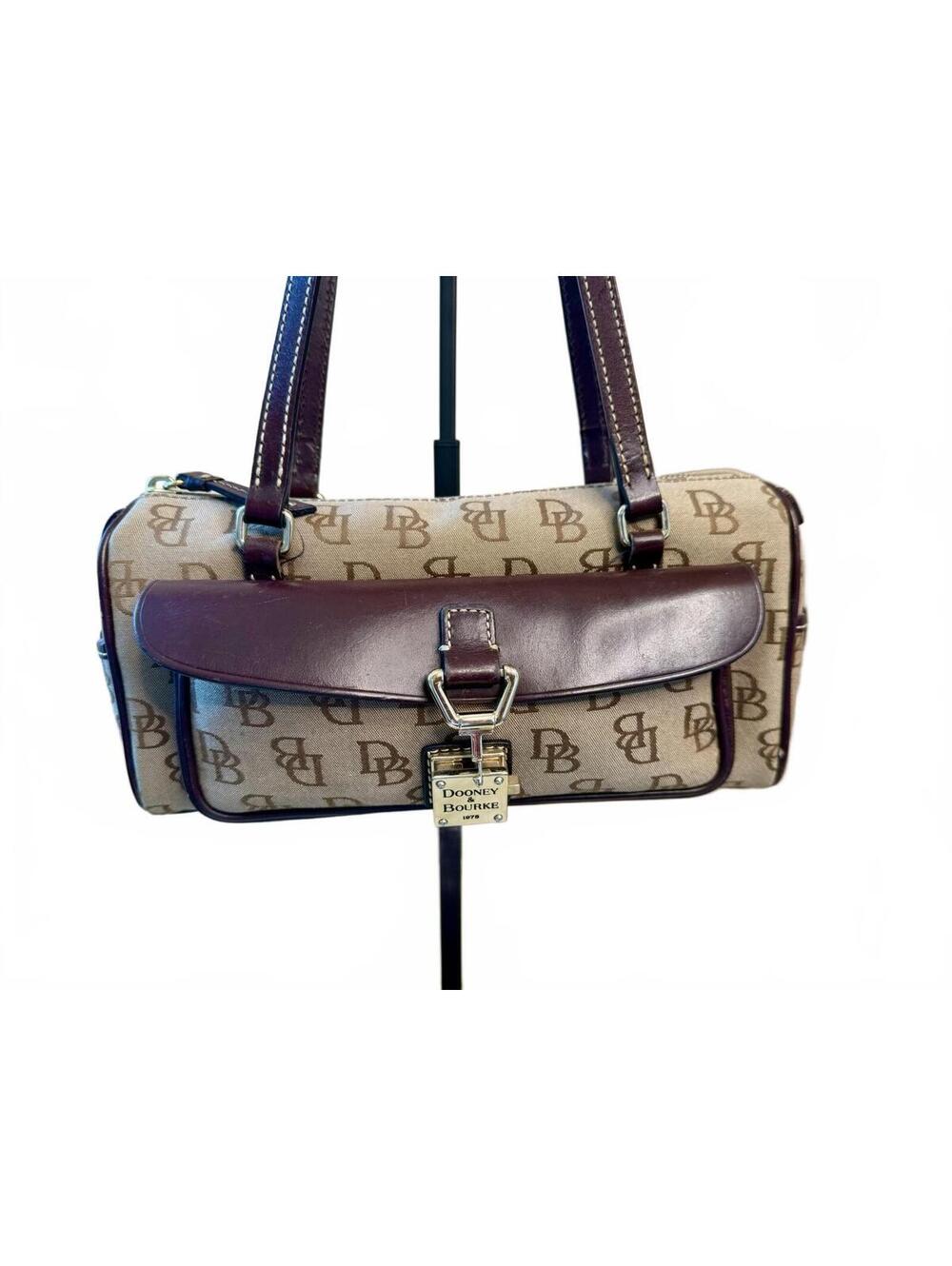 Dooney & Bourke DB Monogram Brown Canvas Leather Shoulder